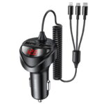 USAMS US-CC119 C22 Digital Display Dual USB 3.4A Car Charger + 3-in-1 Micro + Lightning + Type-C Charging Cable Set