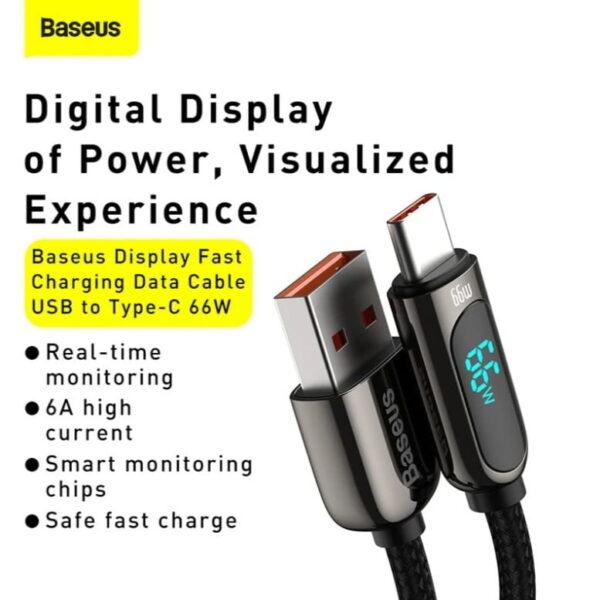 Baseus 66W Display Fast Charging Data Cable USB to Type-C Casx020001,Cable Length:1m