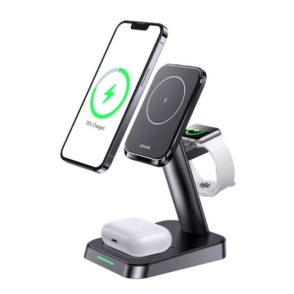USAMS US-CC150 3IN1 Magnetic Wireless Charging Stand for Apple Devices