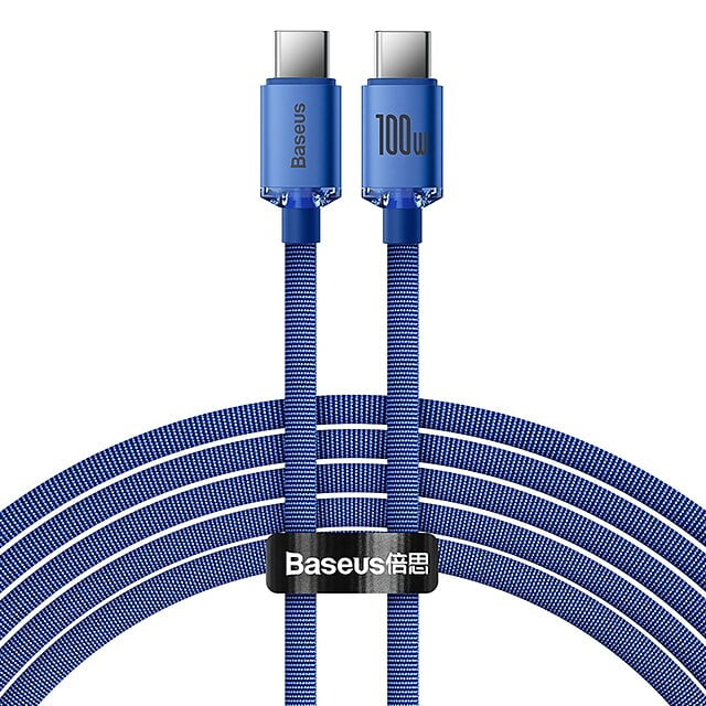 baseus type-c to type-c 100w crystal shine series fast charging data cable(2m)