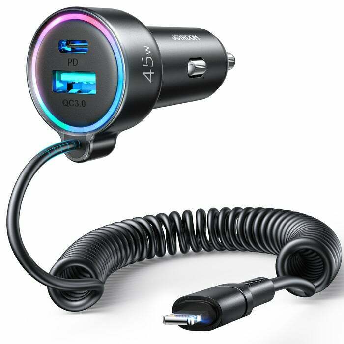 JOYROOM JR-CL08 3-in-1 Wired Car Charger with Lighter iPhone Cable