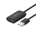 UGREEN USB Audio Adapter External Stereo Sound Card with 3.5mm Headphone and Microphone Jack