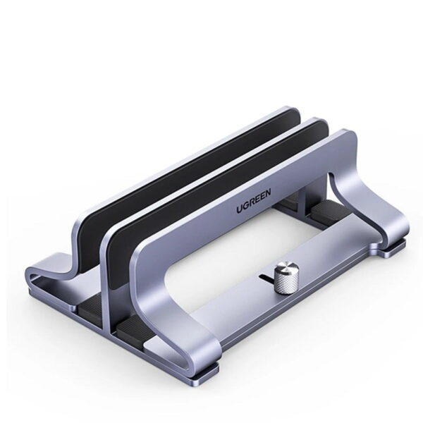 UGREEN Dual Slot Vertical Laptop Stand Aluminum Alloy 12-26mm Adjustable Thickness Silicone Protection
