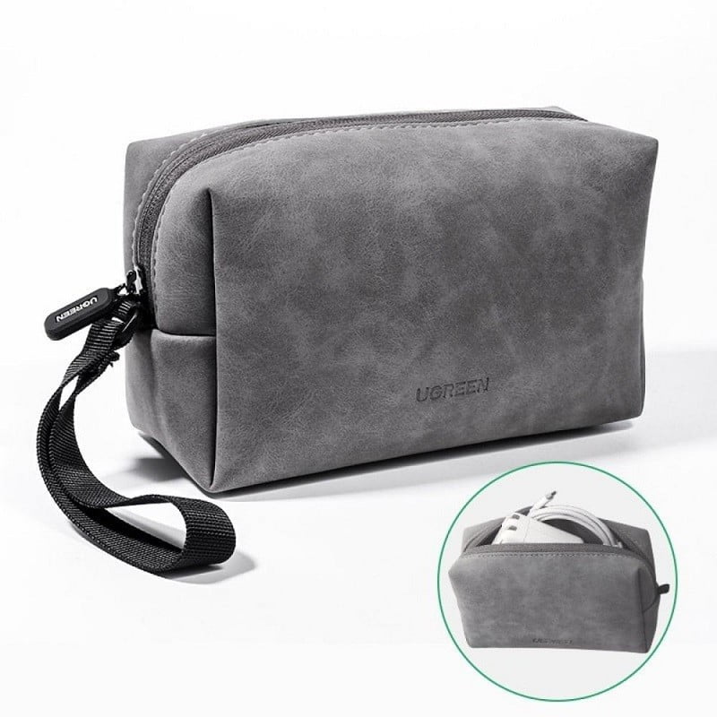 _Ugreen-146 Ugeen Electronics Accessories Storage Bag Pouch Leather Storage Organizing Bag For Travel (80359)