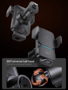 Gadgetoo Baseus Wisdom Qi 15W Auto Alignment Car Mount Wireless Charger With Suction Cup