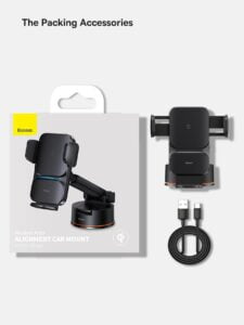 Gadgetoo Baseus Wisdom Qi 15W Auto Alignment Car Mount Wireless Charger With Suction Cup