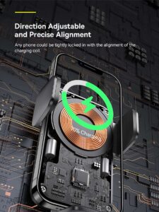Gadgetoo Baseus Wisdom Qi 15W Auto Alignment Car Mount Wireless Charger With Suction Cup
