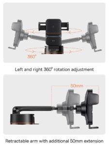Gadgetoo Baseus Wisdom Qi 15W Auto Alignment Car Mount Wireless Charger With Suction Cup