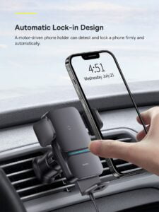 Gadgetoo Baseus Wisdom Qi 15W Auto Alignment Car Mount Wireless Charger With Suction Cup
