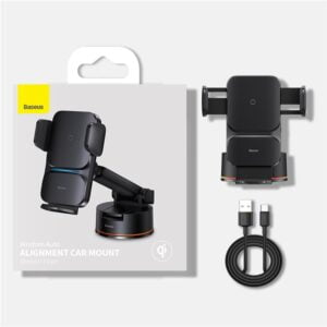 Gadgetoo Baseus Wisdom Qi 15W Auto Alignment Car Mount Wireless Charger With Suction Cup