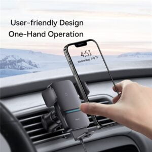 Gadgetoo Baseus Wisdom Qi 15W Auto Alignment Car Mount Wireless Charger With Suction Cup