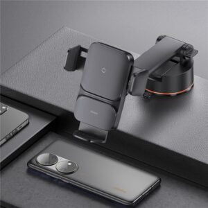 Gadgetoo Baseus Wisdom Qi 15W Auto Alignment Car Mount Wireless Charger With Suction Cup