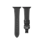 Premium Genuine Leather Watch Band Strap Butterfly Clasp Buckle for 42/44/45mm