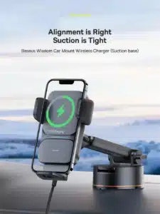 Gadgetoo Baseus Wisdom Qi 15W Auto Alignment Car Mount Wireless Charger With Suction Cup