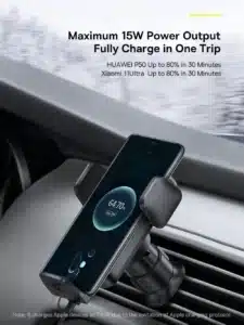 Gadgetoo Baseus Wisdom Qi 15W Auto Alignment Car Mount Wireless Charger With Suction Cup