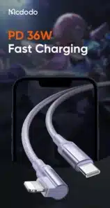 Gadgetoo Mcdodo Ca-1262 Auto Disconnect Usb Type C To Lightning 36W L Type 90 Degree Data Cable 2M Gadgetoo Mcdodo Ca-1262 Auto Disconnect Usb Type C To Lightning 36W L Type 90 Degree Data Cable 2M