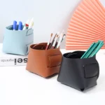 Portable PU Leather Desk Organizer Pen Holder
