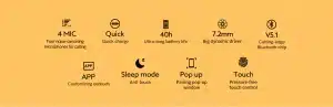 Gadgetoo Qcy T13 Touch Control 4 Microphones Enc Wireless Earphones