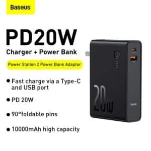 Gadgetoo Baseus 20W Power Station 2 Usb Type-C Charger 10000Mah Power Bank