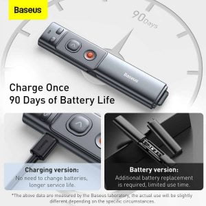 Gadgetoo Baseus Orange Dot Wireless Presenter (Red Laser)(Charging) Grey