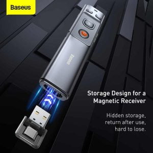 Gadgetoo Baseus Orange Dot Wireless Presenter (Red Laser)(Charging) Grey