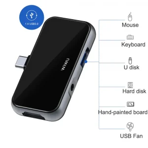 Gadgetoo Wiwu T5 Pro Docking Station Type-C To Pd Usb3.0 Hd 3.5Mm Ports Usb Hub