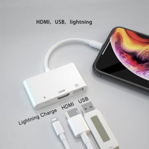 Gadgetoo Coteetci Lightning Otg Hdmi 3In1 Adapter With Usb Camera Port