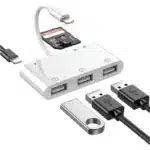 COTEetCI Lightning OTG Card Reader 6 in 1 Camera Adapter with Camera Memory Reader, SD &TF Card, Power Delivery