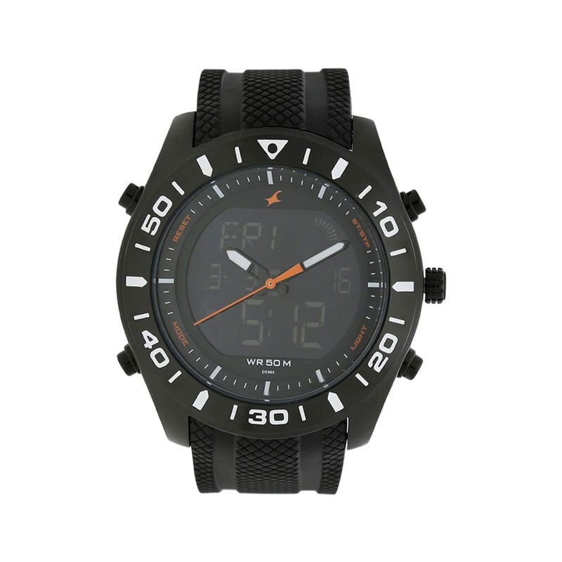 Fastrack Black Dial Silicone Strap Watch (NN38034NP01)