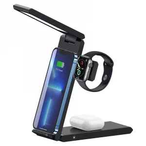 Gadgetoo Usams Us-Cd181 15W 3In1 Folding Wireless Charging Stand With Table Lamp