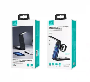 Gadgetoo Usams Us-Cd181 15W 3In1 Folding Wireless Charging Stand With Table Lamp