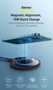 Gadgetoo Baseus Simple Magnetic 15W Wireless Charger For Iphone 12 Series – Transparent