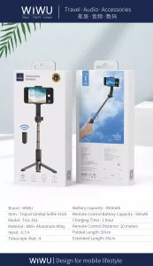 Gadgetoo Wiwu Tgs-301 Tripod Gimbal Bluetooth Selfie Stick