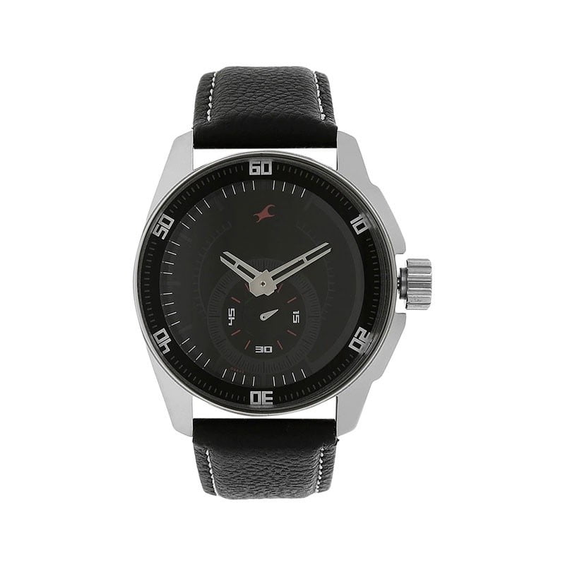 Fastrack Black Dial Leather Strap Watch (NN3089SL04)
