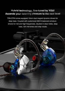 Gadgetoo Trn Stm 1Dd+1Ba Hybrid Driver Hifi In-Ear Earphones