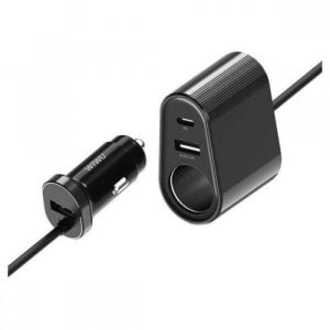 Gadgetoo Wiwu Qc300 Multi-Functional Car Charger With Extension Cable