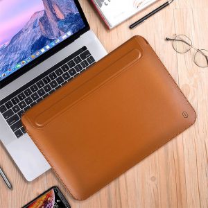 Gadgetoo Wiwu Skin Pro Pu Leather Portable Stand Sleeve For Macbook 13.3 Inch – Brown