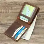 Genuine Leather Minimalist Bi Fold Wallet With Coin Pocket - Image 3