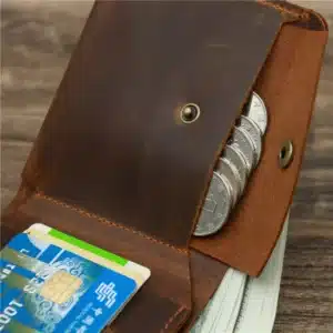 Gadgetoo Genuine Leather Minimalist Bi Fold Wallet With Coin Pocket
