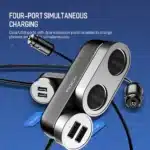 Rock 2 In 1 Multi-functional Dual USB Car Cigarette Lighter Socket - Image 2