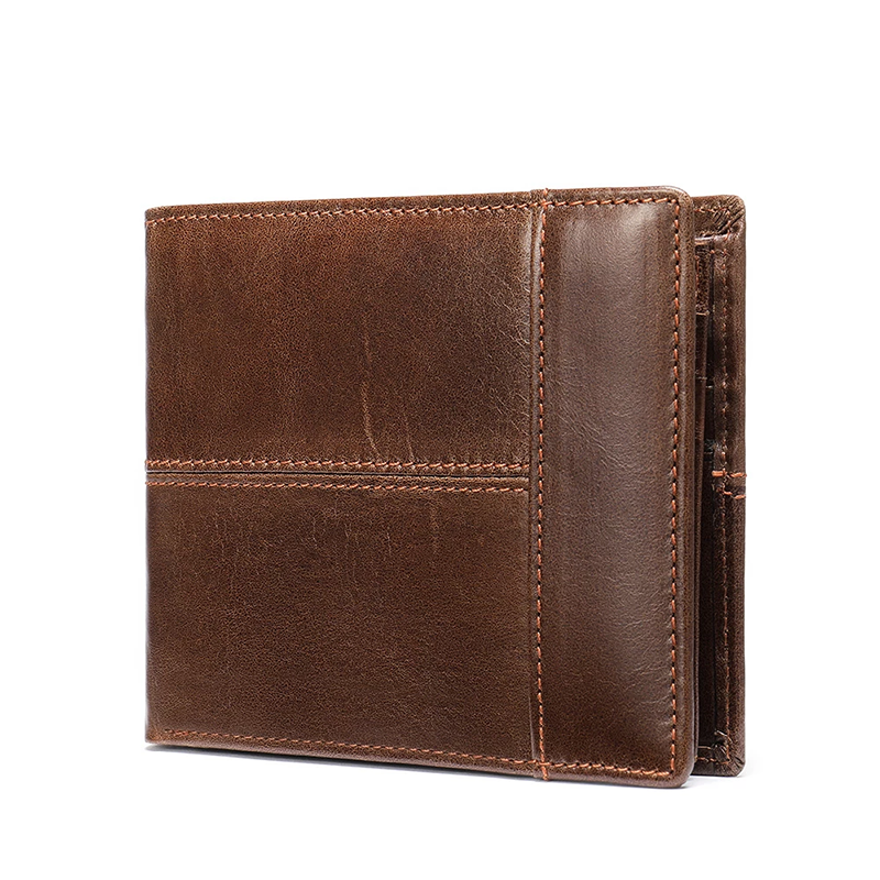 Top Quality Genuine Leather Men Wallet with Two Zipper Pocket
