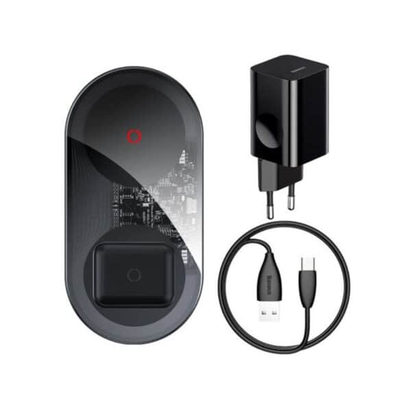 Baseus BS-W508 Simple 2 in 1 Wireless Charger Turbo Edition 24W (with 12V Power Adapter+Type-C Cable)