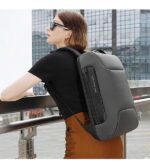 BANGE 7216 Premium Quality Waterproof Large Capacity Business Laptop And Travel Backpack With External USB Charging Port Gray - Image 4