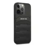 AMG Debossed Genuine Leather Black Case for iPhone 14 Pro Max