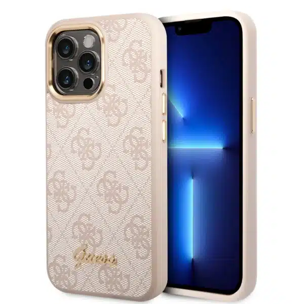 GUESS Metal Camera Outline and Buttons 4G PU Case for iPhone 14 / 14 Plus / 14 Pro / 14 Pro Max