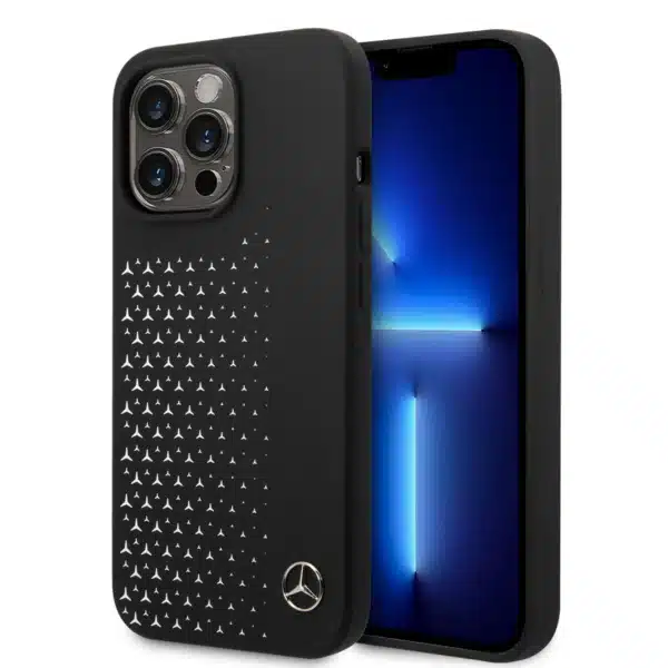 Mercedes-Benz Silicone Black Case Gradient Star Pattern Horizontal for iPhone 14 Pro Max