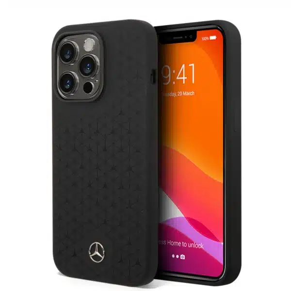 Mercedes-Benz Silicone Black Case Star Pattern Large for iPhone 14 Pro / 14 Pro Max