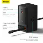 Baseus Gan5 Pro Extension Cord Power Strip with 65W 3-Port Power Adapter - Image 2