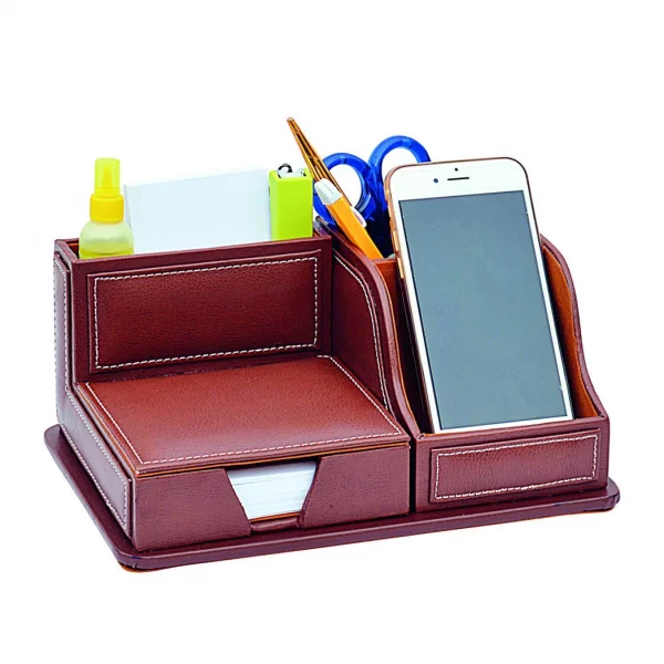 Genuine Leather Paper / Memo / Phone / Card Holder for Office Desk
