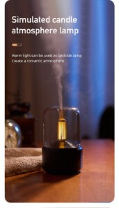 Gadgetoo Retro Flame Air Humidifier Ultrasonic Usb Aroma Diffuser With Imitation Candle Night Light